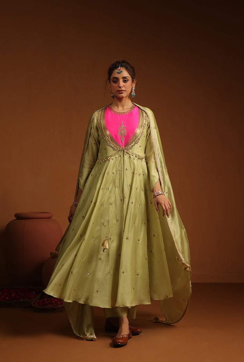 Light Green Kalidaar Ishq Kurta Set