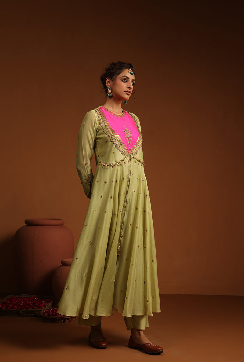 Light Green Kalidaar Ishq Kurta Set