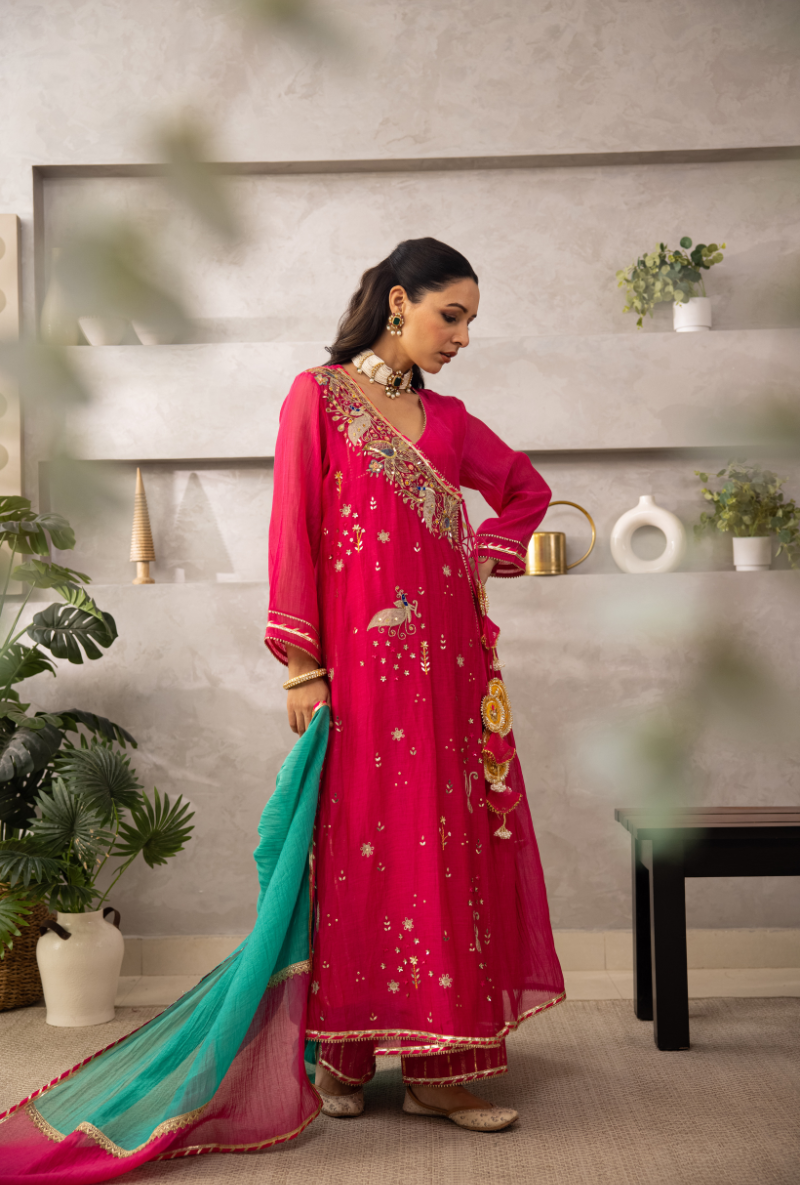 Pink Angrakha Laado Kurta Set