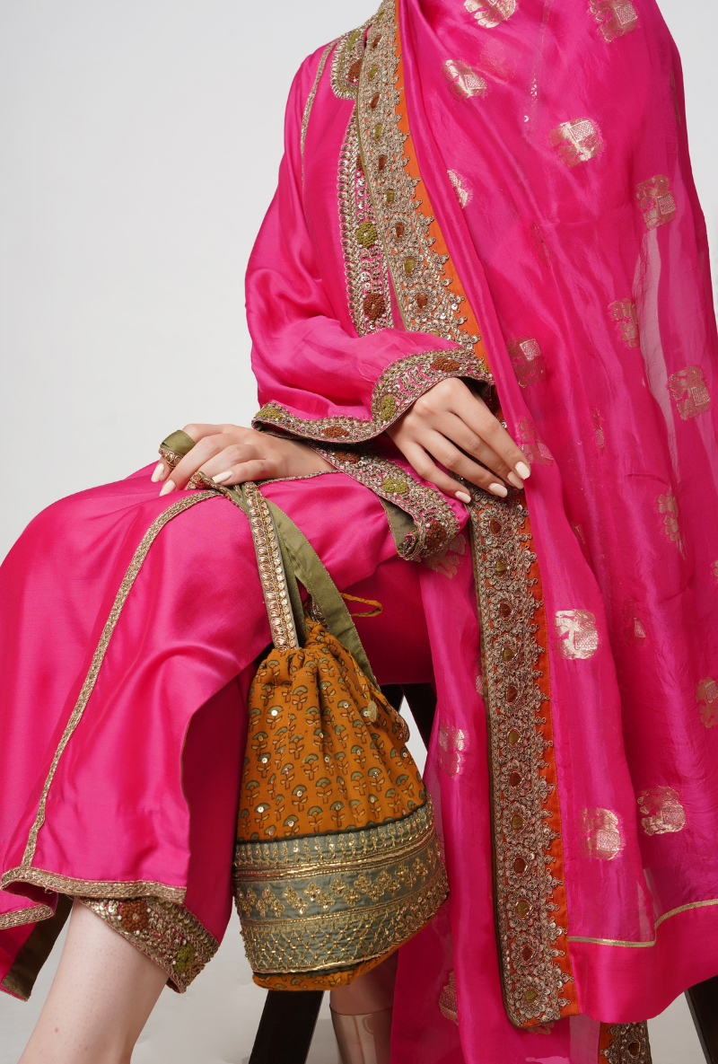 Raspberry Straight Chhaya Kurta Set