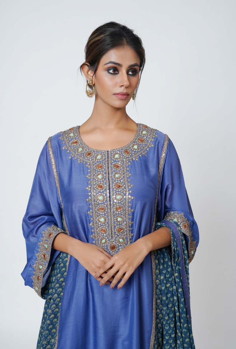 Sapphire A-Line Straight Chhaya Kurta Set