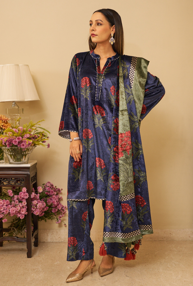 Blue Blossom Night Aiza Kurta Set