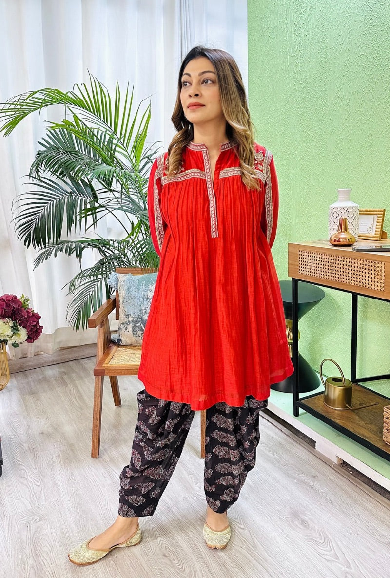 Meghna Nayyar In Red Dhoti Kurta Set