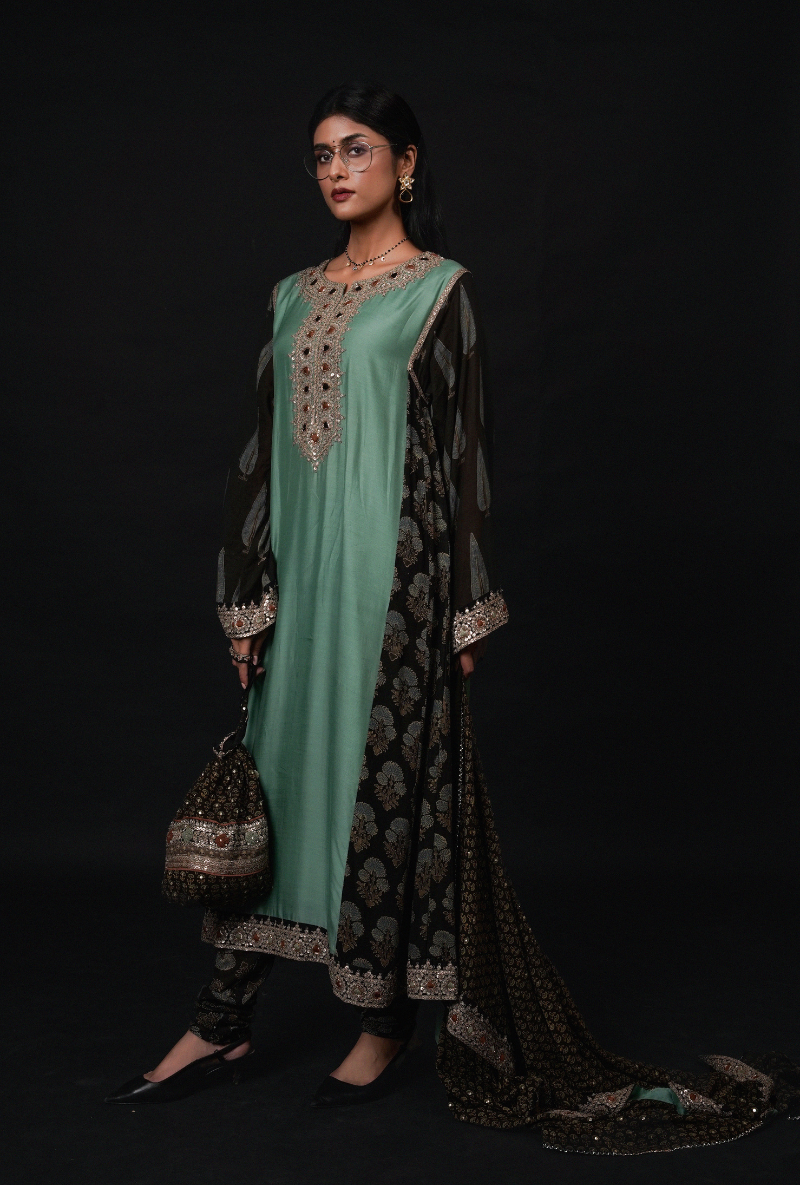 Malachite A -Line Straight Chhaya Kurta Set