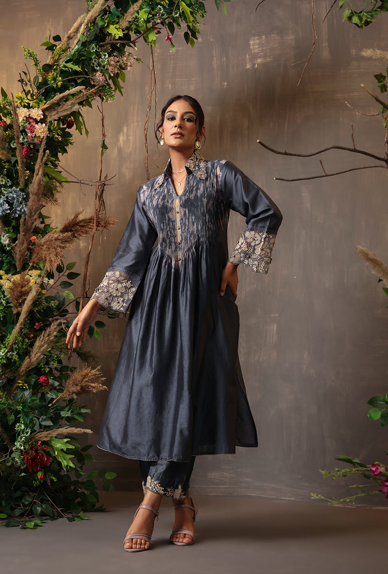 Blue Shibori Samah Kurta Set