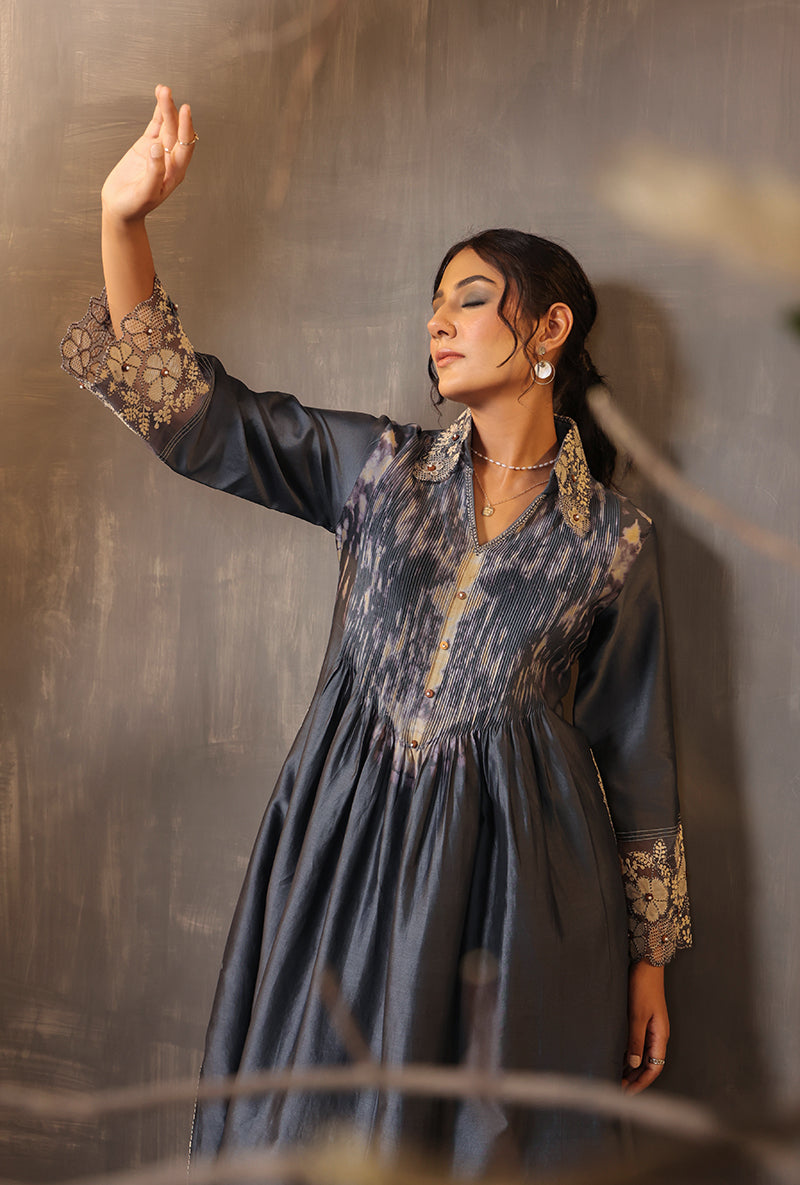 Blue Shibori Samah Kurta Set