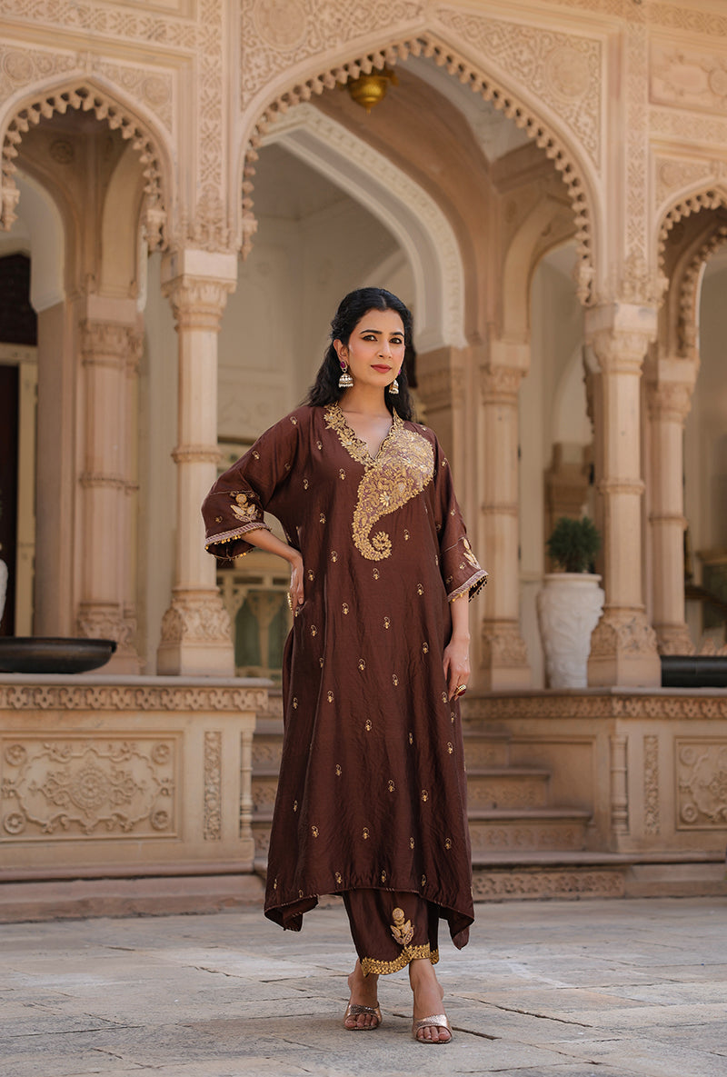 Brown Raag Kaftan Set