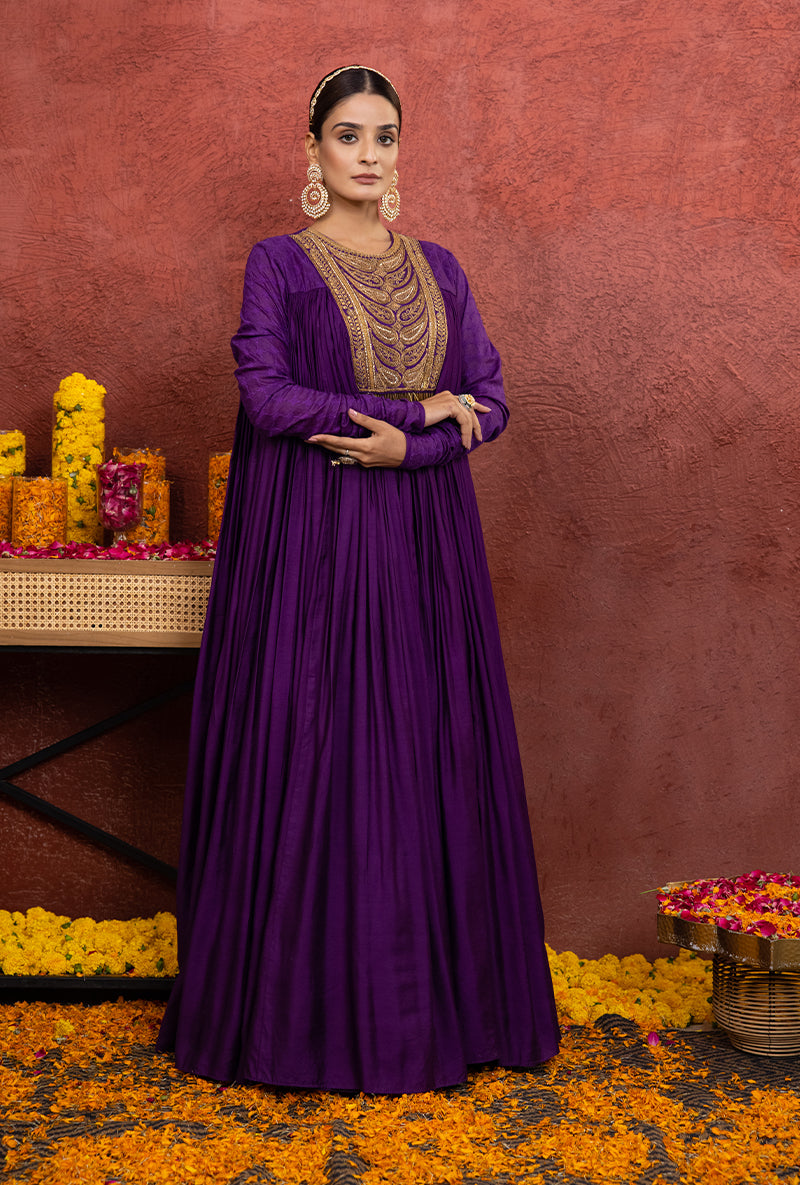 Purple Flared Rooh Anarkali