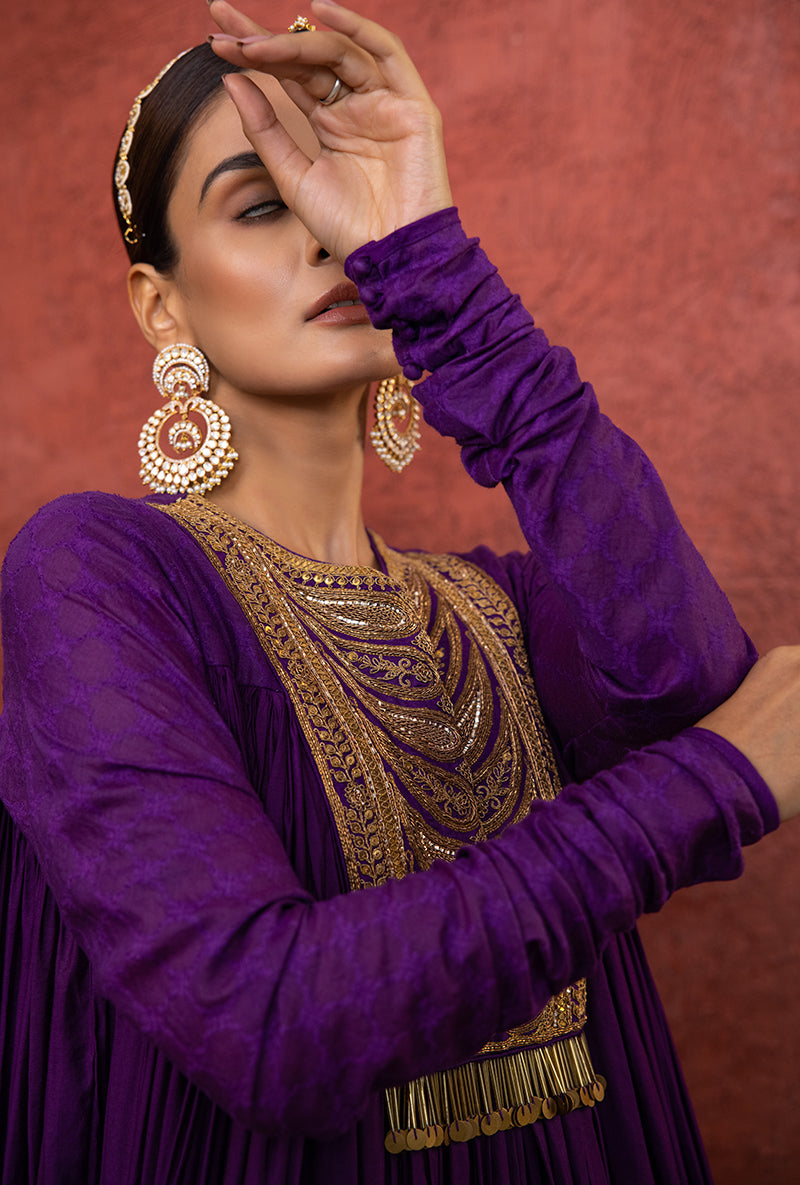 Purple Flared Rooh Anarkali