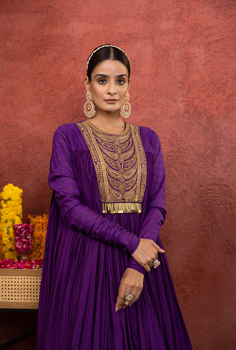 Purple Flared Rooh Anarkali