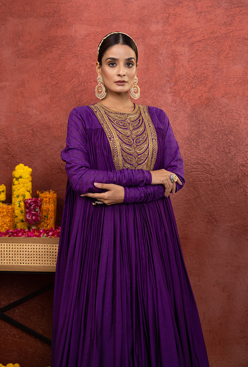 Purple Flared Rooh Anarkali