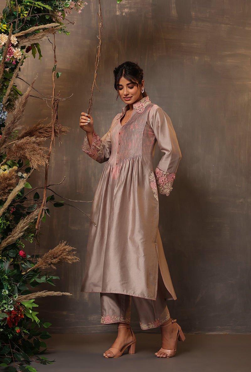 Grey Shibori Samah Kurta Set