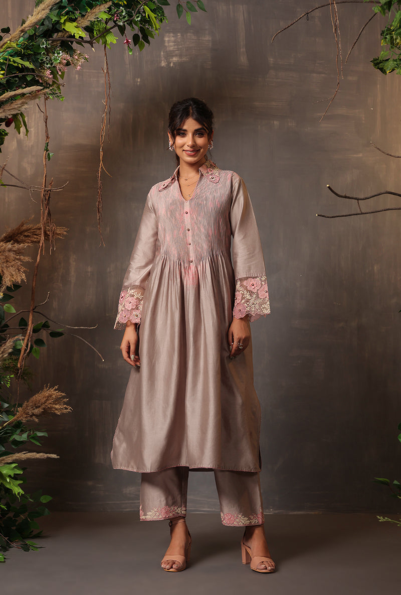 Grey Shibori Samah Kurta Set