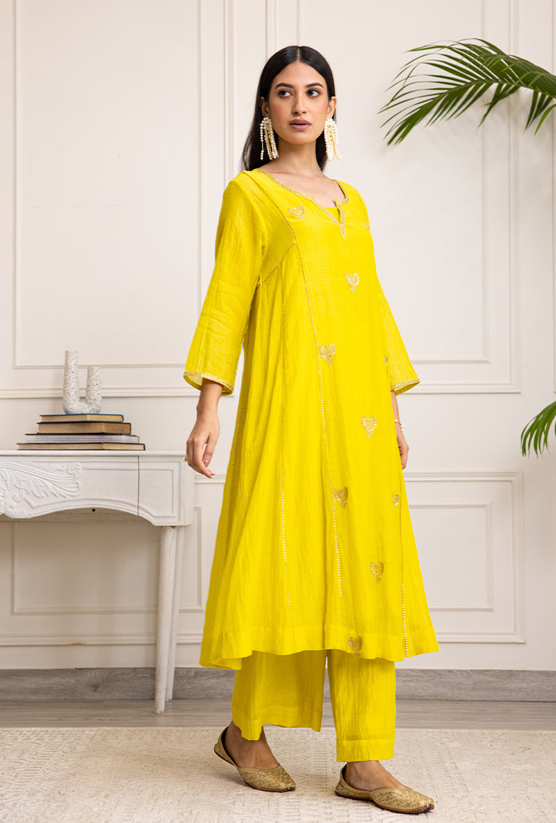 Lime Green Chandbali Soha Kurta Set