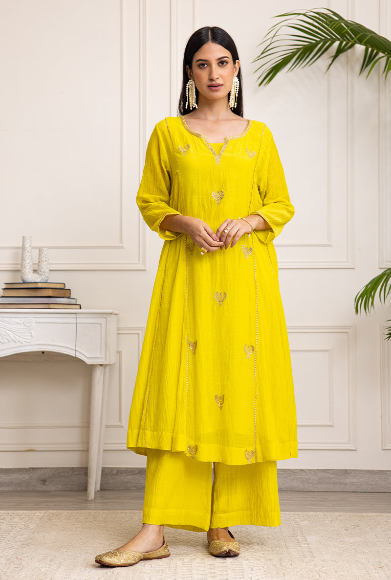 Lime Green Chandbali Soha Kurta Set