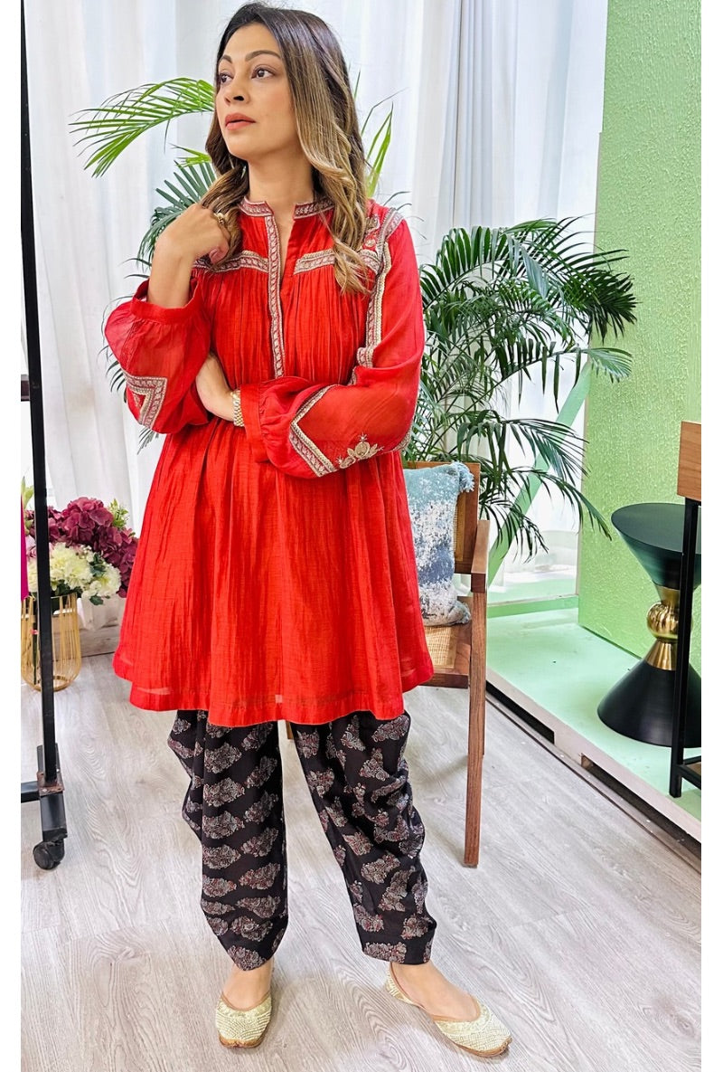 Meghna Nayyar In Red Dhoti Kurta Set