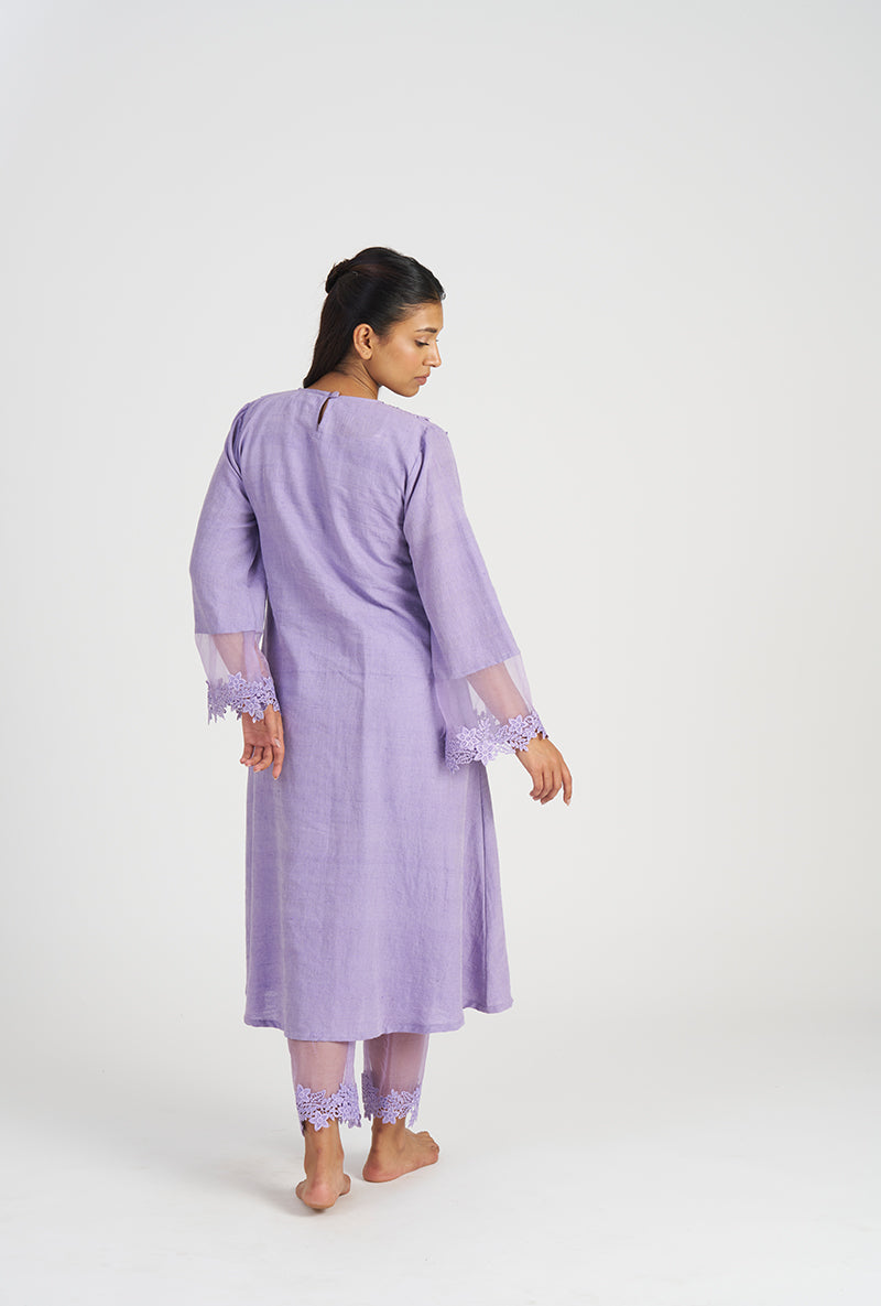 Jyoti Verma In Lavender Uzma Pleated Yoke Wishful Kurta Set