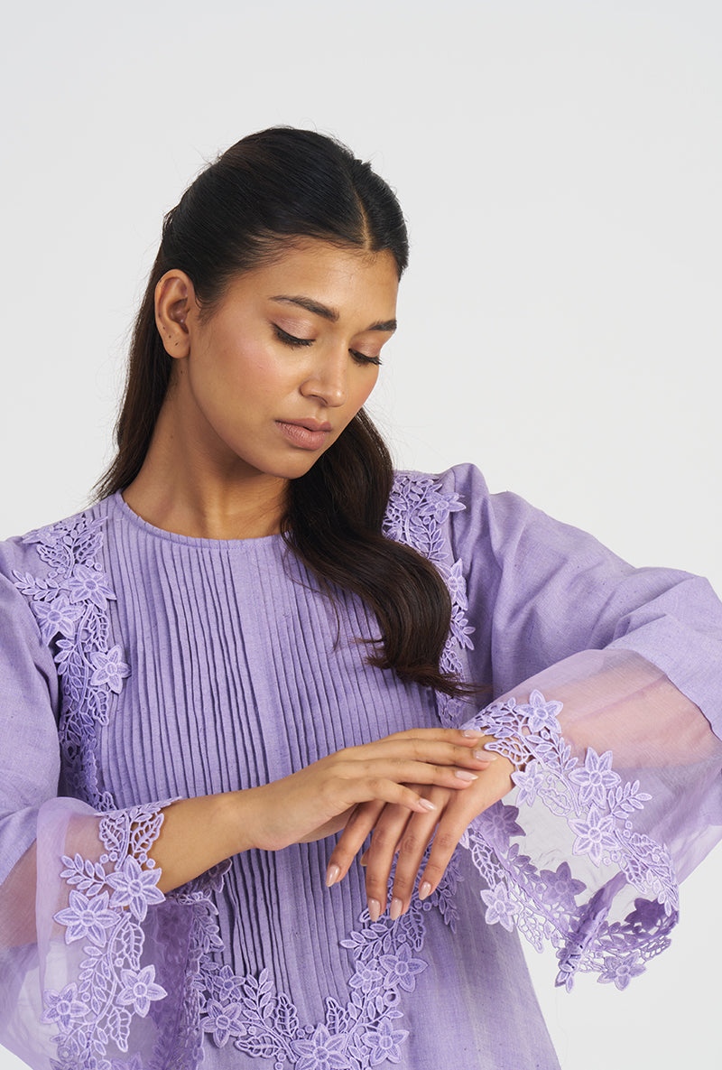 Jyoti Verma In Lavender Uzma Pleated Yoke Wishful Kurta Set