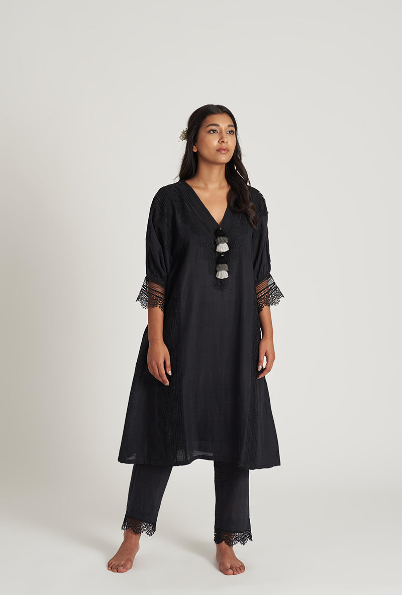 Midnight Black Kaaftan Leila Pakizah Kurta Set