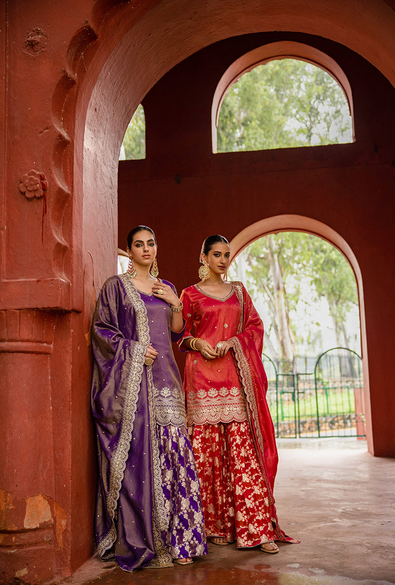 Purple Scallop Banarsi Hoor 3.0 Gharara Set