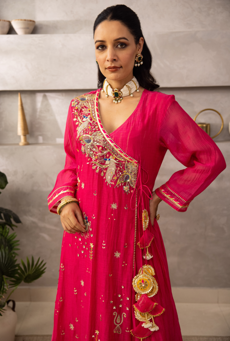 Pink Angrakha Laado Kurta Set