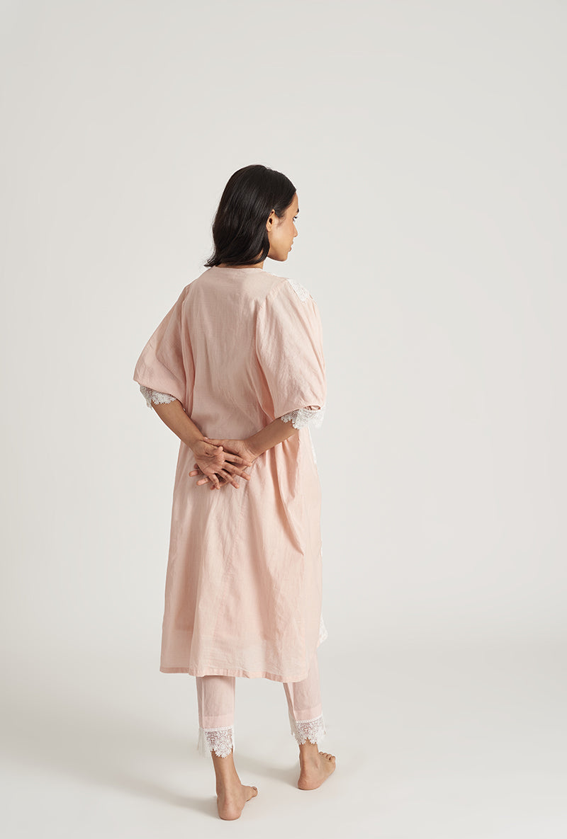 Pale Pink Synched Waist Sia Laila 2.O Kaaftan Set