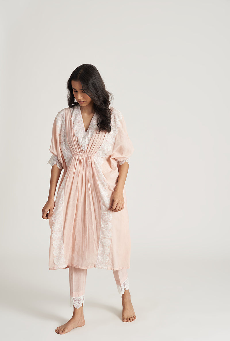 Pale Pink Synched Waist Sia Laila 2.O Kaaftan Set