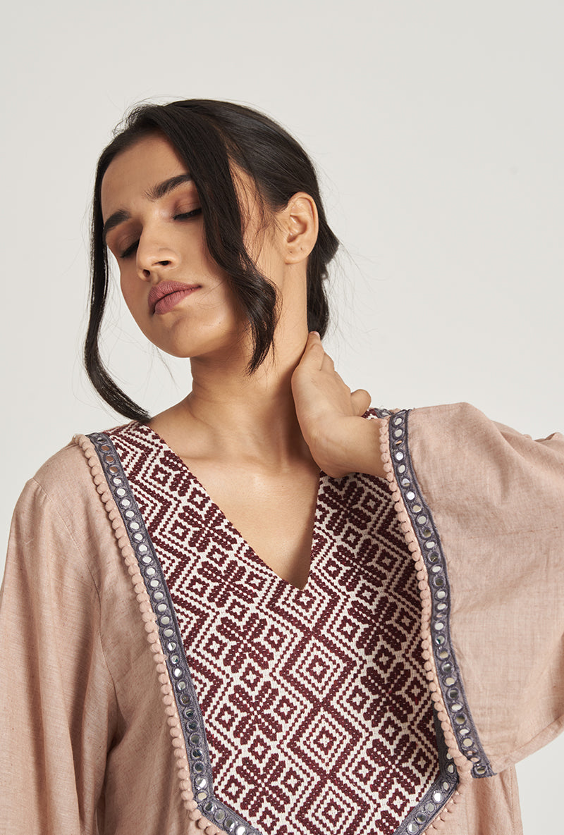 Dusky Rose Pakistani-Inspired Flared Farah Pakizah Kurta Set