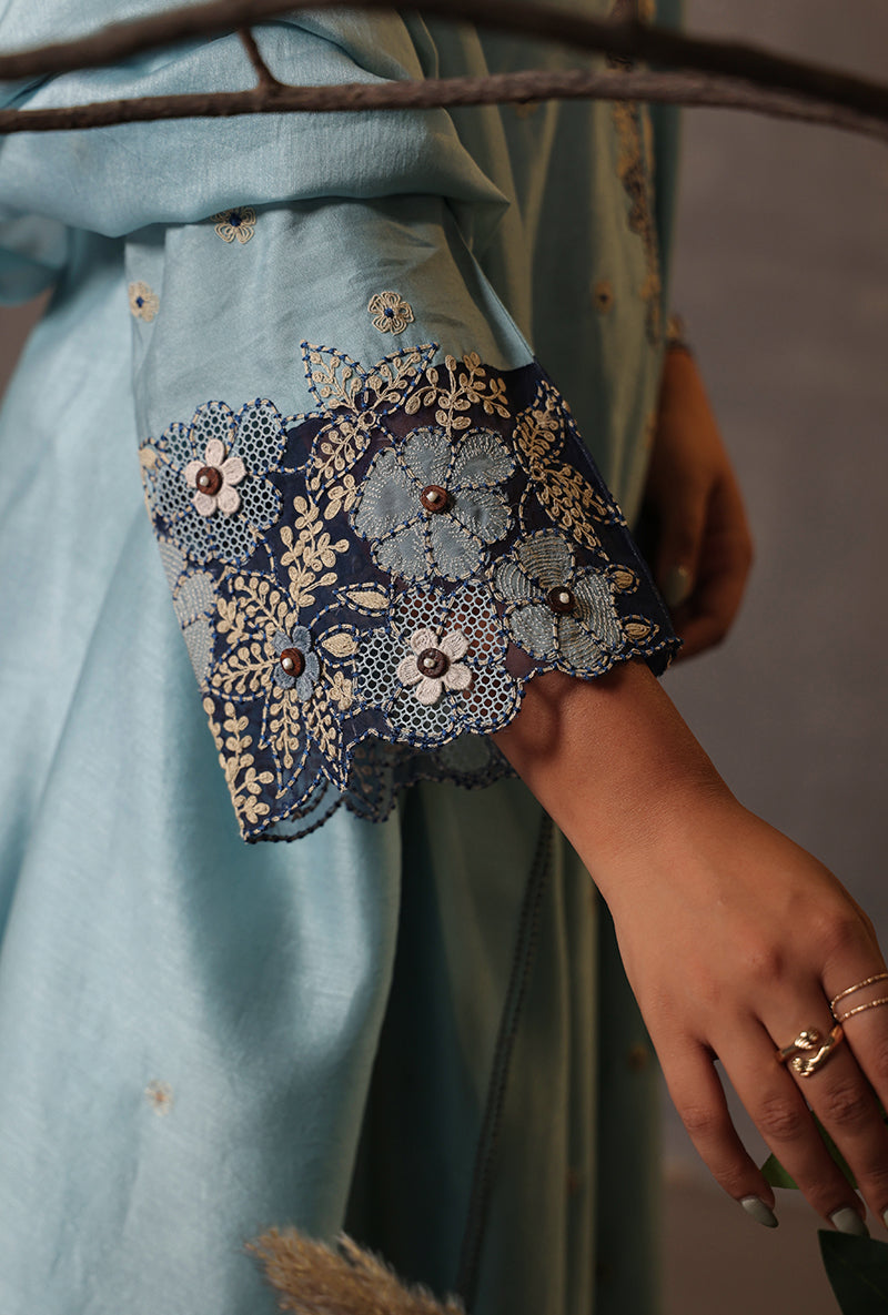 Light Blue Applique Samah Kurta Set