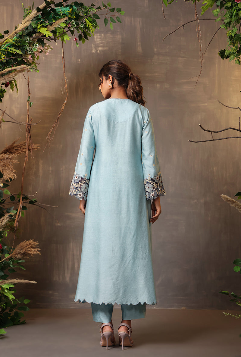 Light Blue Applique Samah Kurta Set