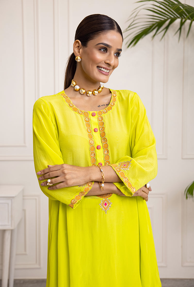 Lime Green Spiral Soha Salwar Set