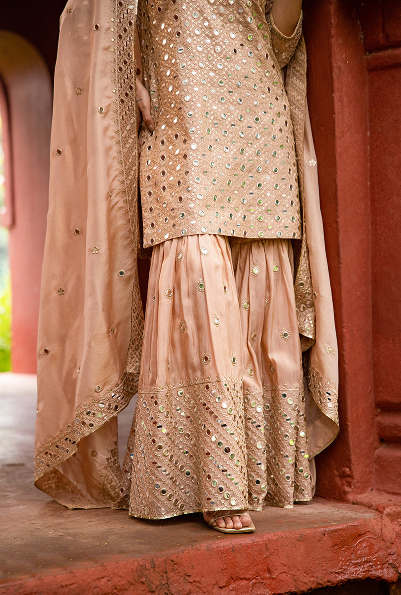 Powder Pink Mirror Hoor 3.0 Gharara Set