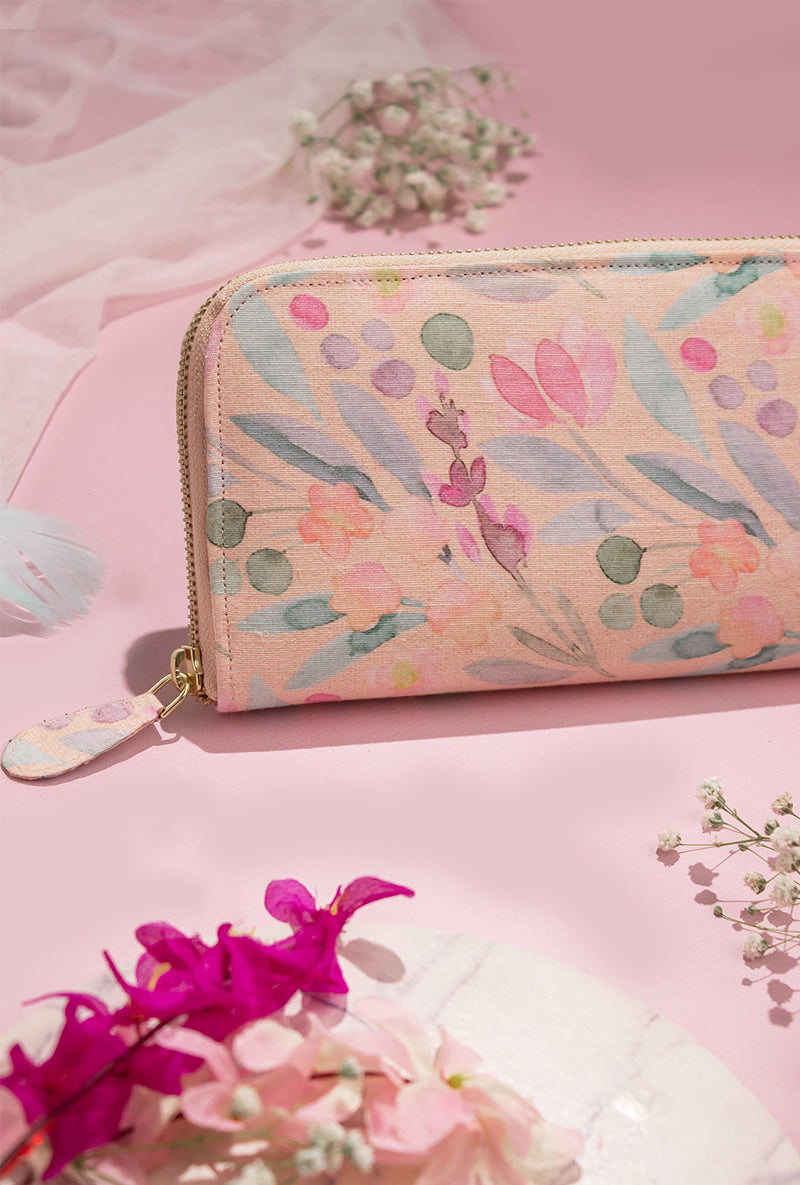 Peach Cynthia Floral Printed Wallet