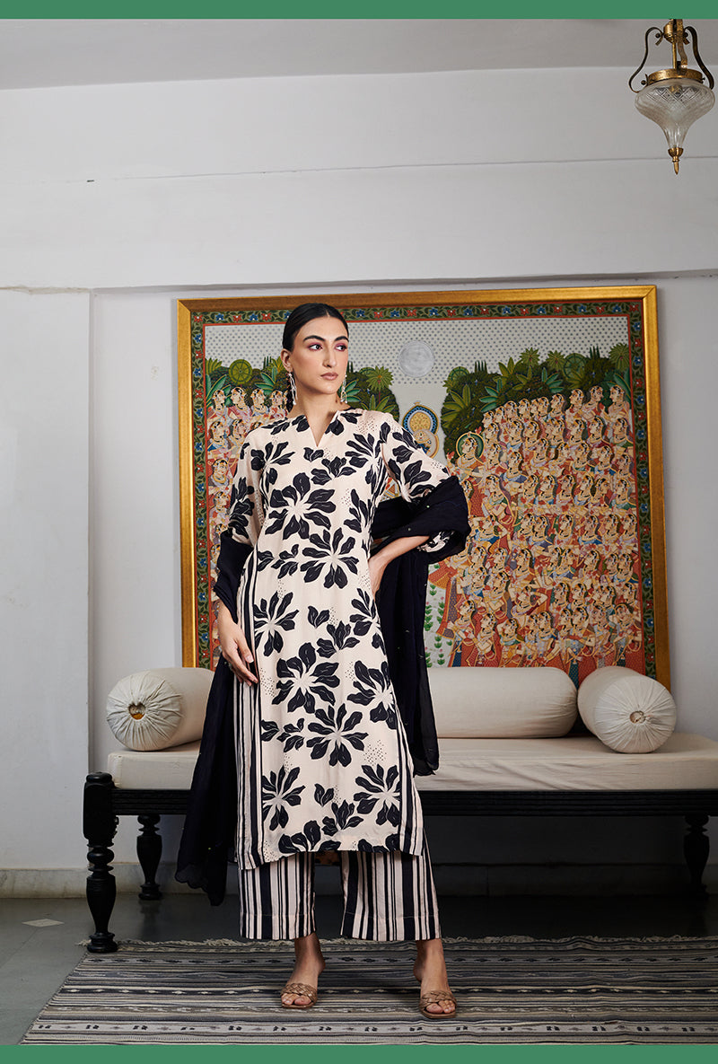 Black Digital Printed Summer Wishlist Kurta Set