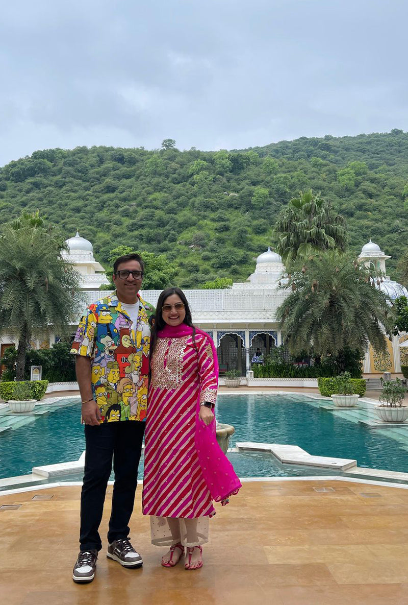 Madhuri Grover In Red Rani Leheriya 2.0 Kurta Set