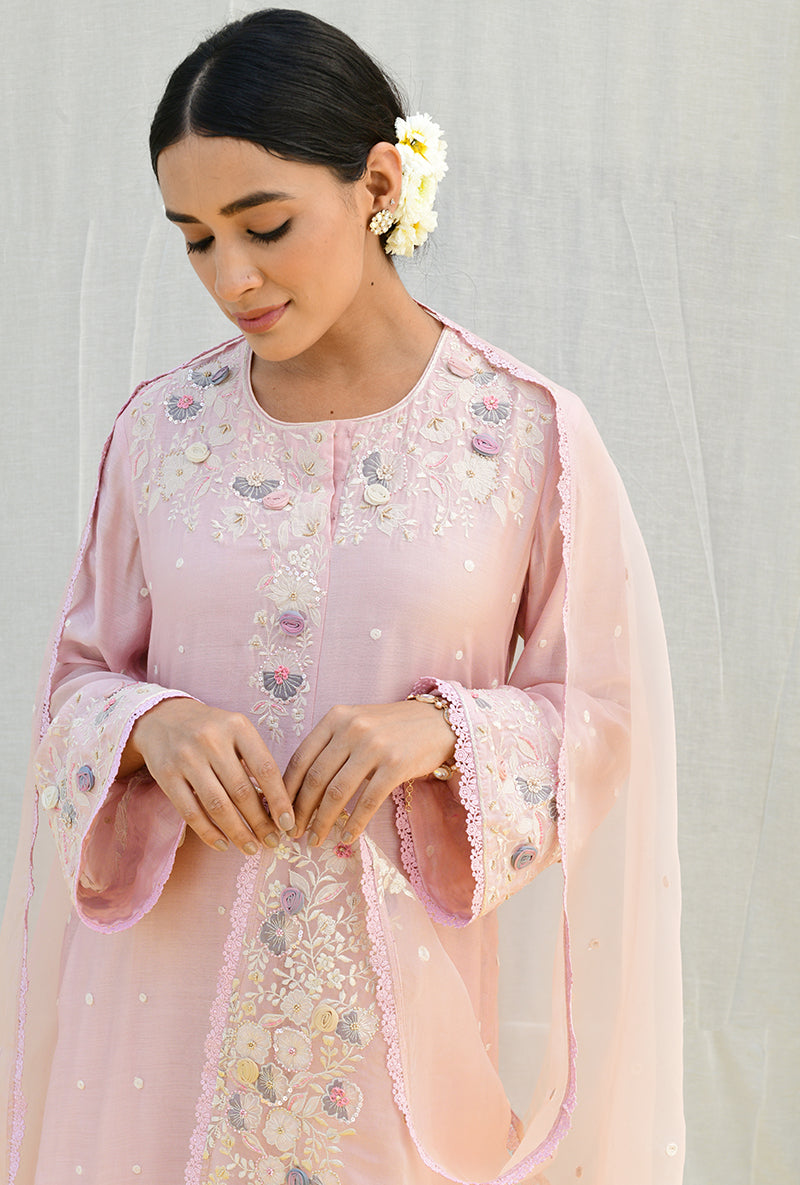 Pink Heavy Long Izra Kurta Set