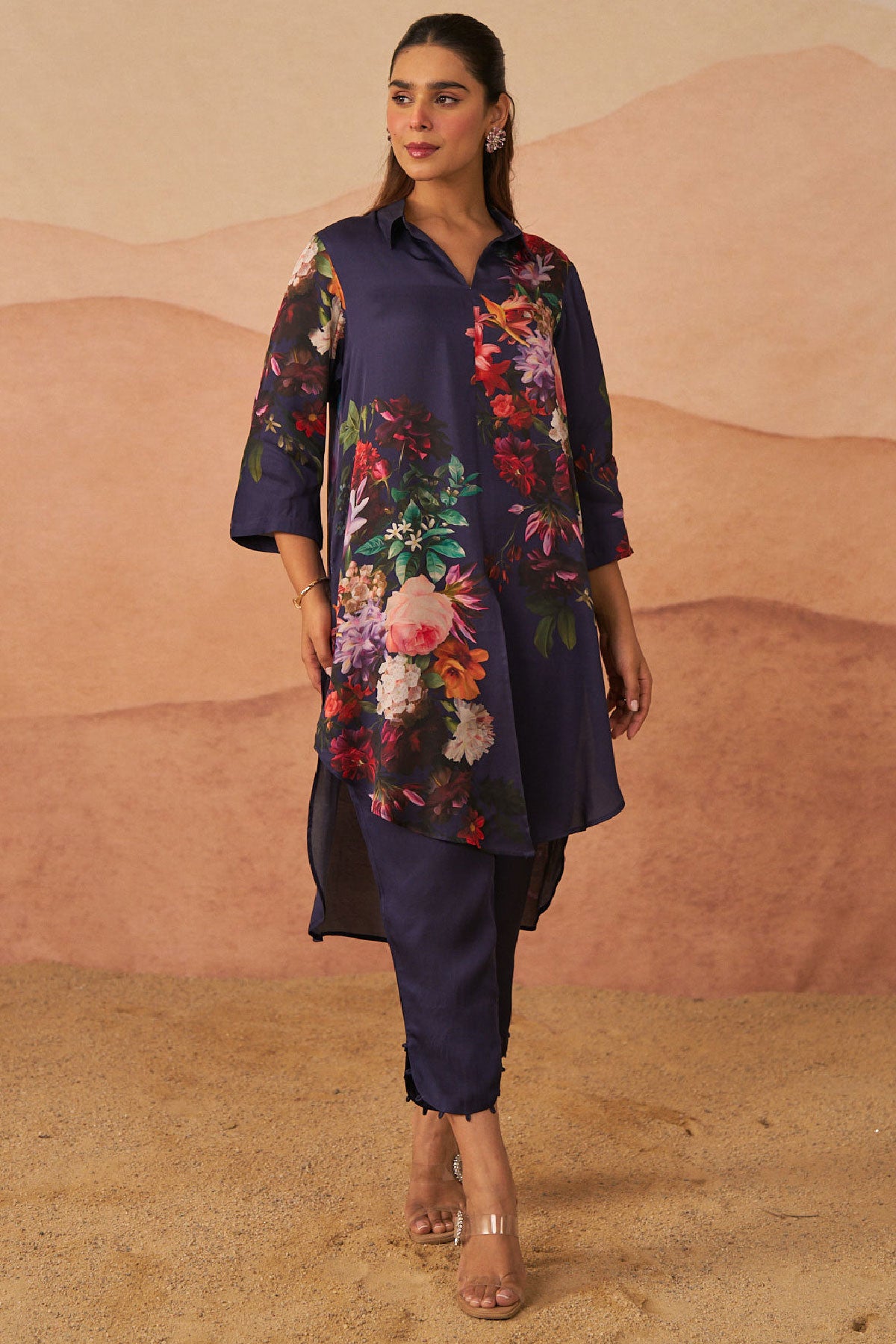 Blue Botanical Print Zooni Co-Ord Set