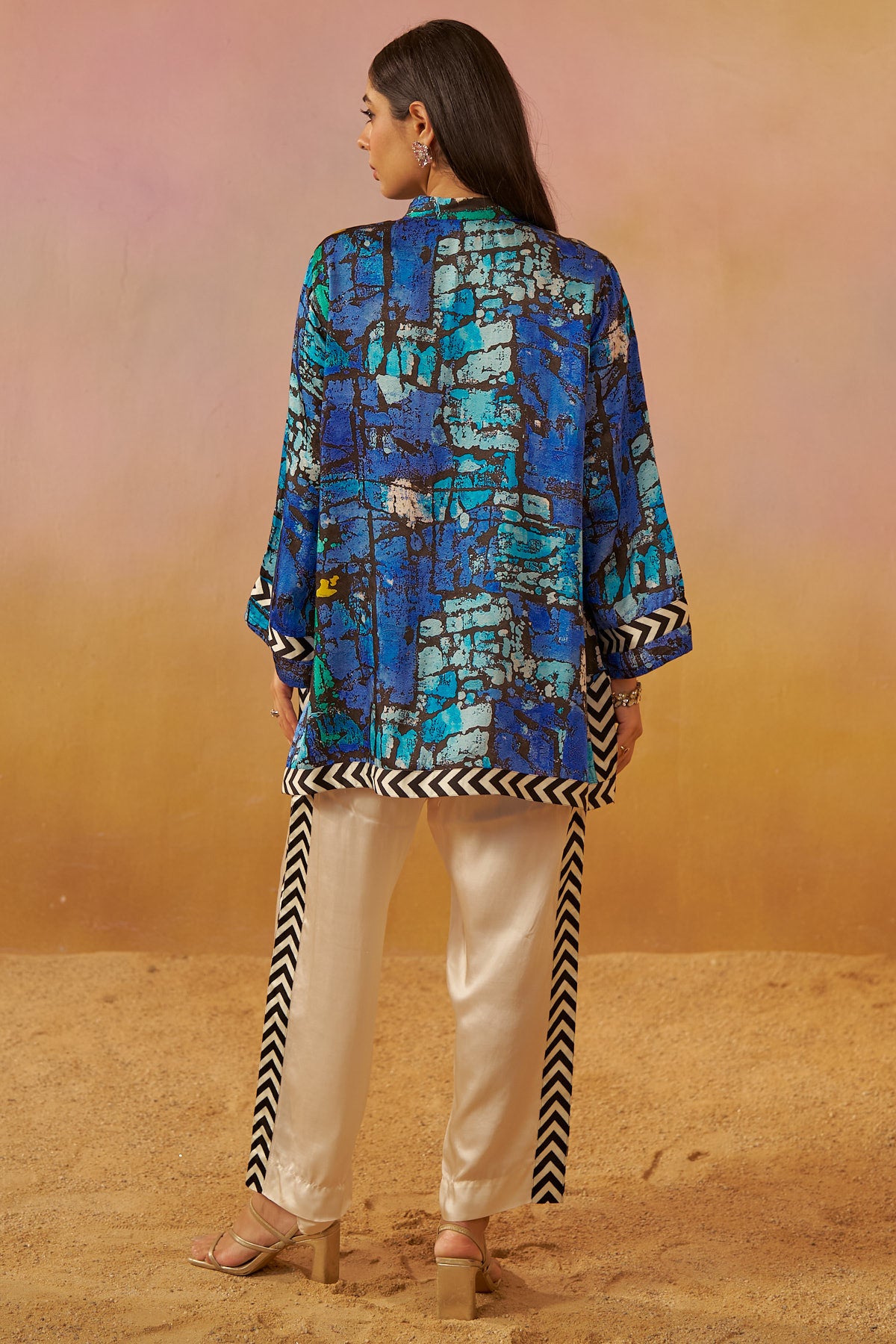 Blue Bold Abstract Print Zooni Tunic Set