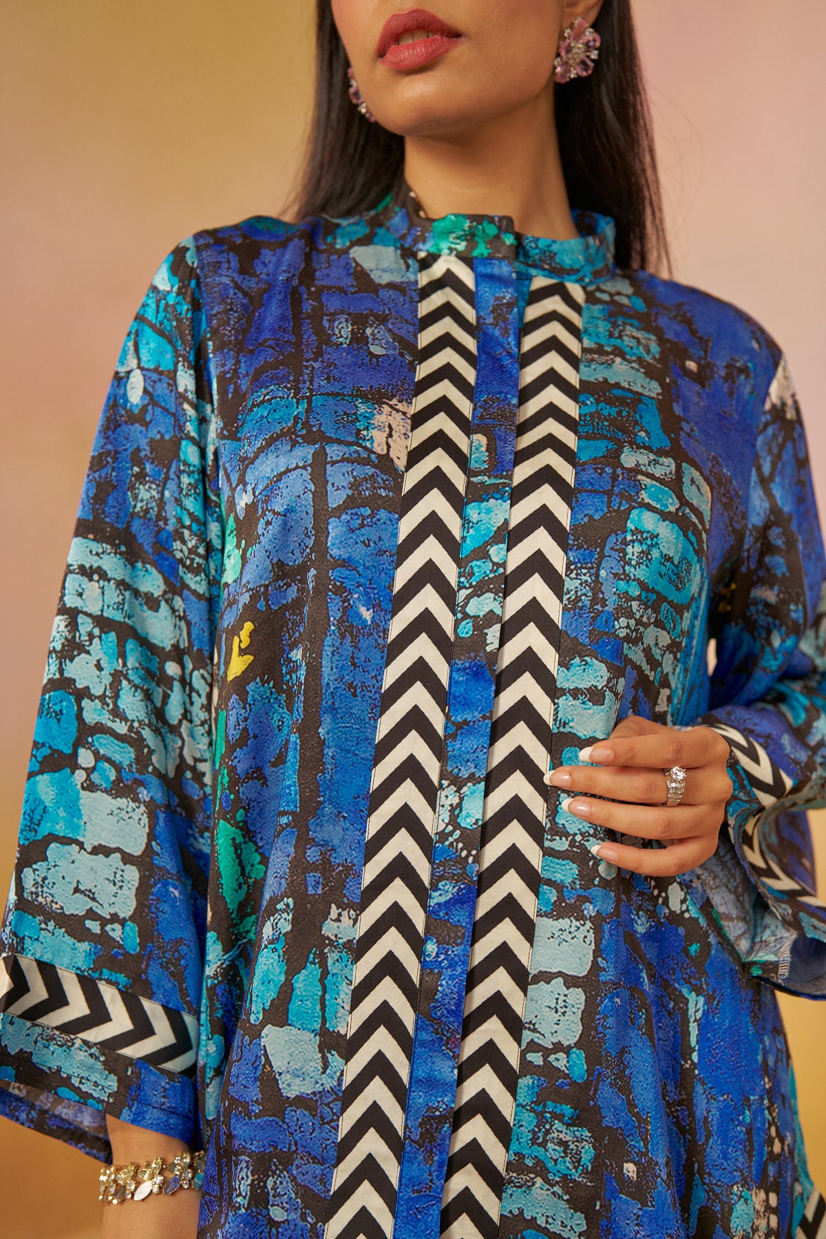 Blue Bold Abstract Print Zooni Tunic Set