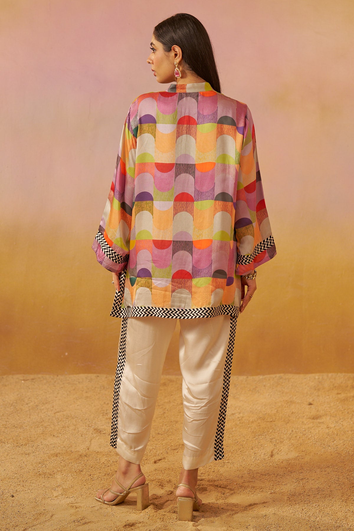 Multi Colour Bold Abstract Zooni Tunic Set