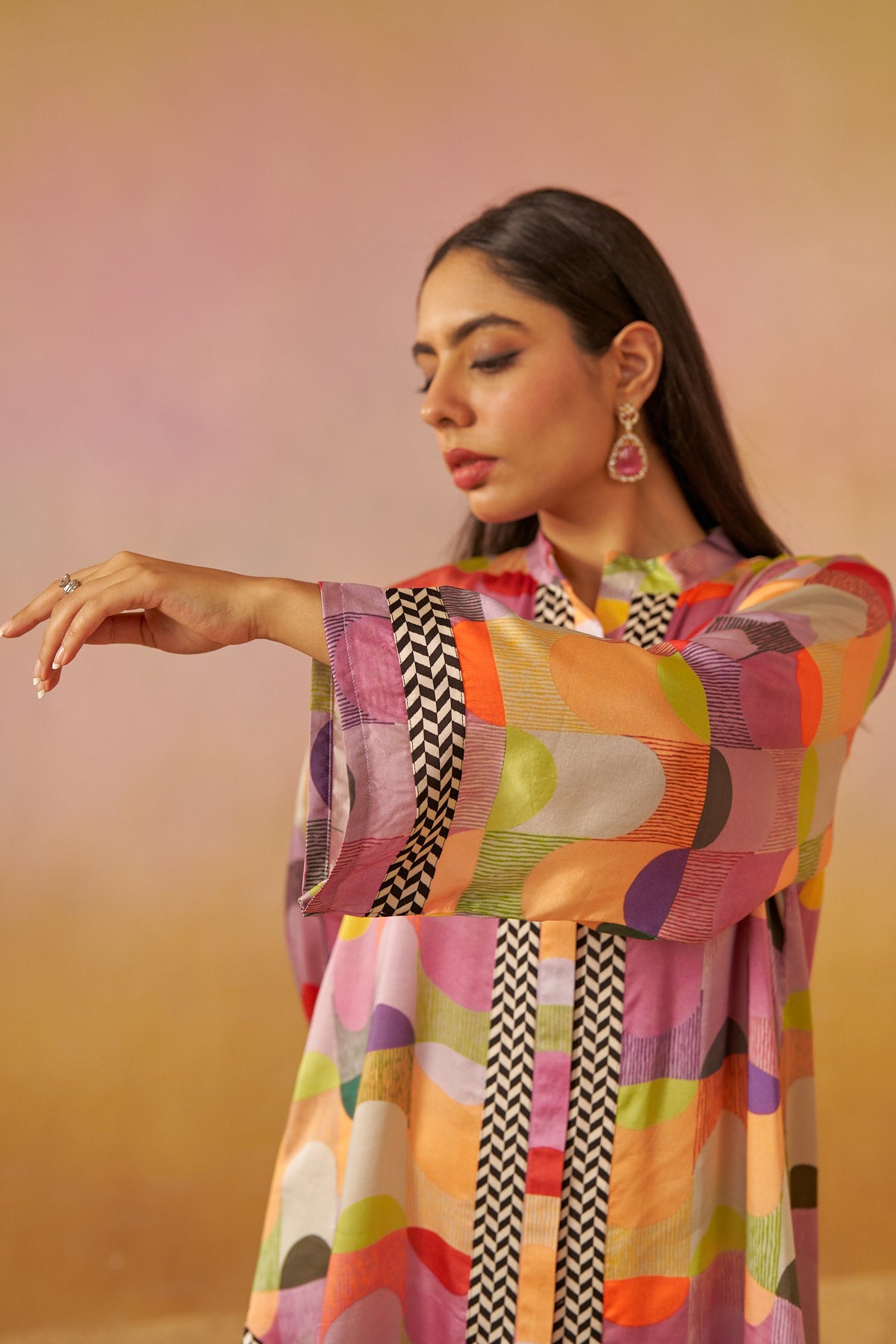 Multi Colour Bold Abstract Zooni Tunic Set