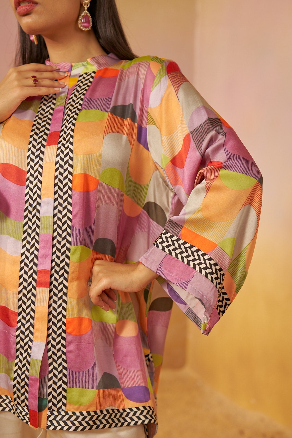 Multi Colour Bold Abstract Zooni Tunic Set