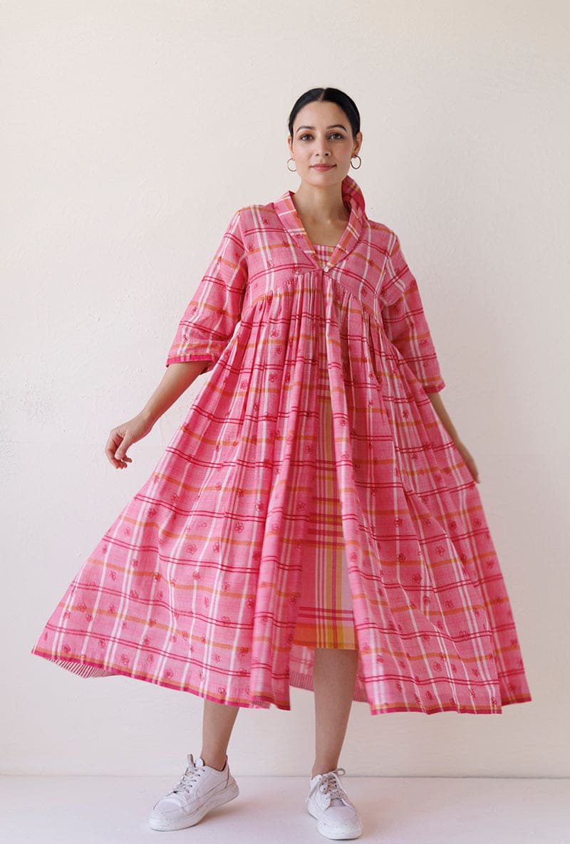 Pink Checks Blush Jacket Dress