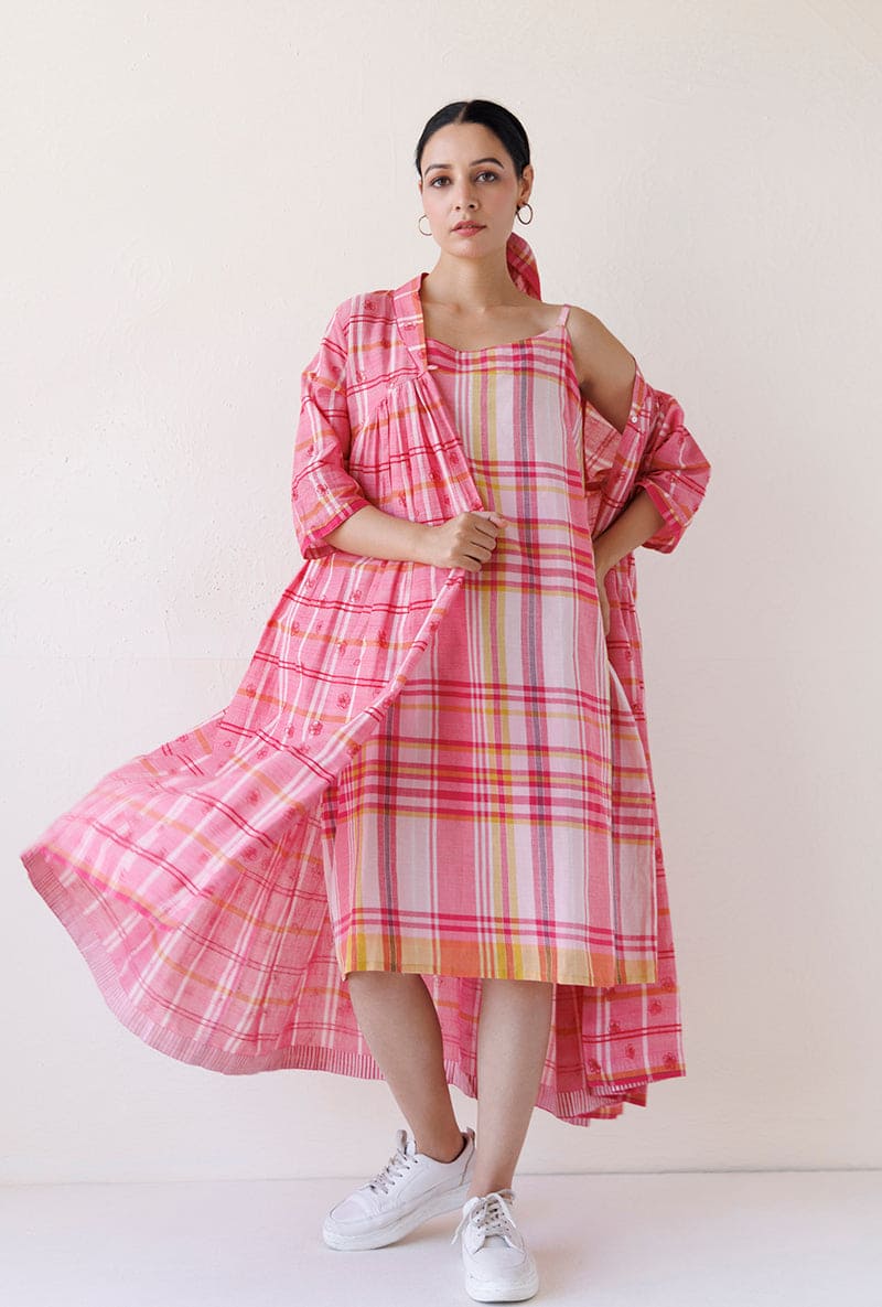 Pink Checks Blush Jacket Dress