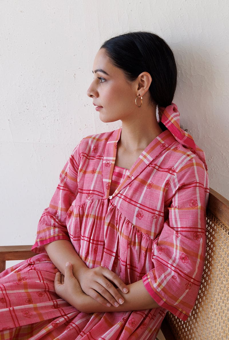 Pink Checks Blush Jacket Dress