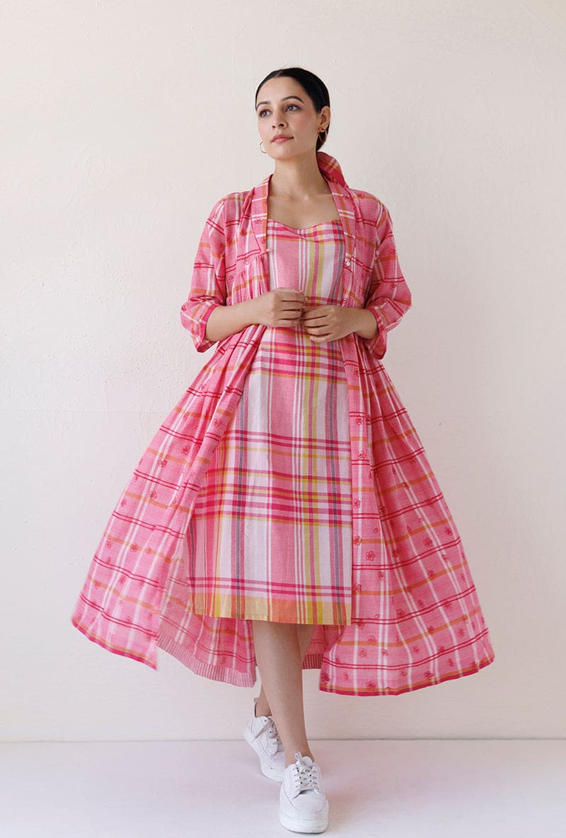 Pink Checks Blush Jacket Dress