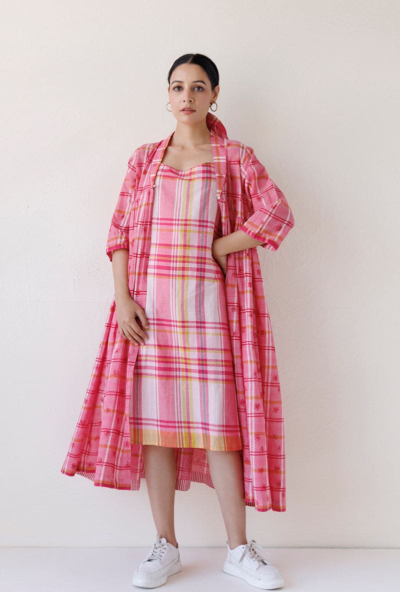 Pink Checks Blush Jacket Dress