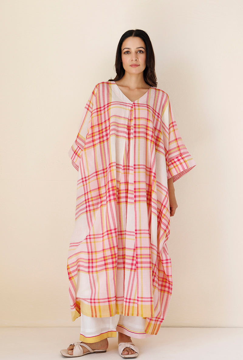 Pink Checks Kaftan Blush Co-Ord Set