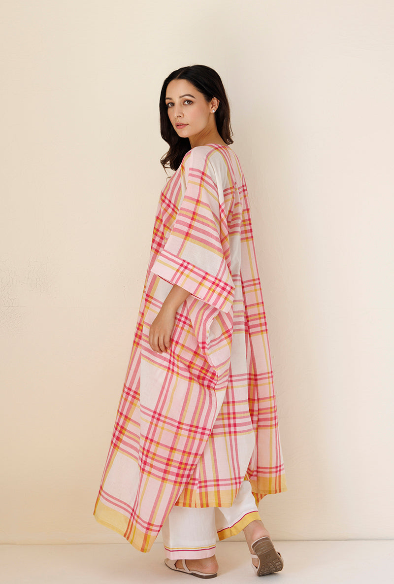 Pink Checks Kaftan Blush Co-Ord Set