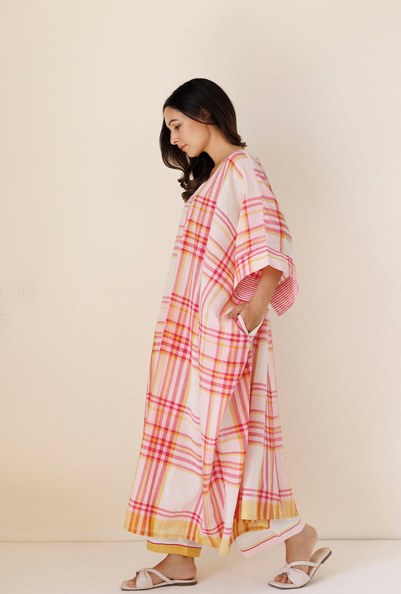 Pink Checks Kaftan Blush Co-Ord Set